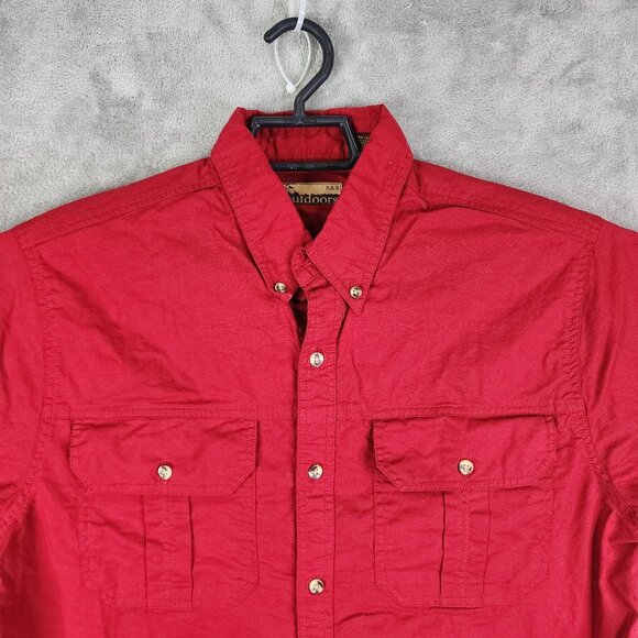 Mens Red R&R Outdoors Shirt Short Sleeve Button Up 100% Cotton Size M - Picture 4 of 11